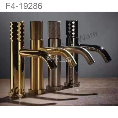 Cold and hot all copper faucet face carve patterns on toilet platform pure copper faucet handle carve patterns