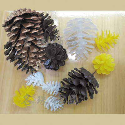 Wholesale Christmas pendant plastic high simulation pine cone a variety of colors specifications 3-13cm manufacturers direct sales