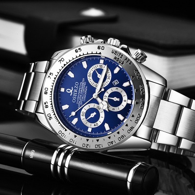 Men's watch business leisure steel band non-mechanical watch men's waterproof luminous quartz lovers watch men's watch