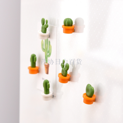 Mini three-dimensional cactus refrigerator paste 6 outfit creative cute cartoon magnets refrigerator magnets decoration