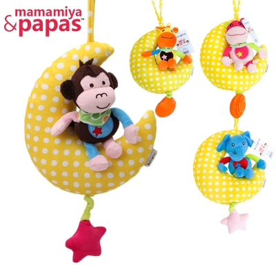 Mamamiya Papas Infant Plush Educational Toy Moon Pulling Bell Bed Bell Lathe Hanging Music