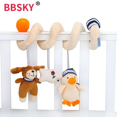 Bbsky Infant Educational Plush Toy Cute Duck Puppy Multi-Function Bed Winding BB Call Music Lathe Winding