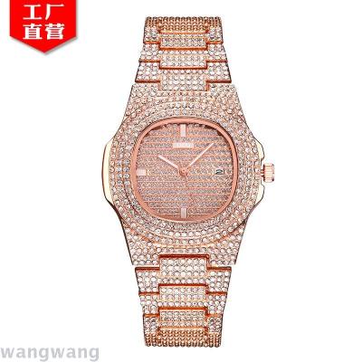 Cross-border hot style new full star quartz watch full diamond calendar steel belt women watch wholesale