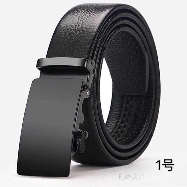 皮带皮具批发黑面底自动扣男士皮带 跨境拼多多爆款男式休闲腰带