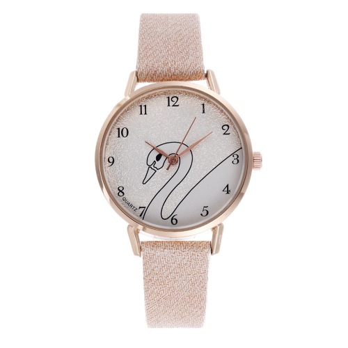 Korean Candy Color Jelly Quartz Watch Cute Cartoon Digital Swan Graphic Leather Watch Strap Student‘s Watch One Piece Dropshipping