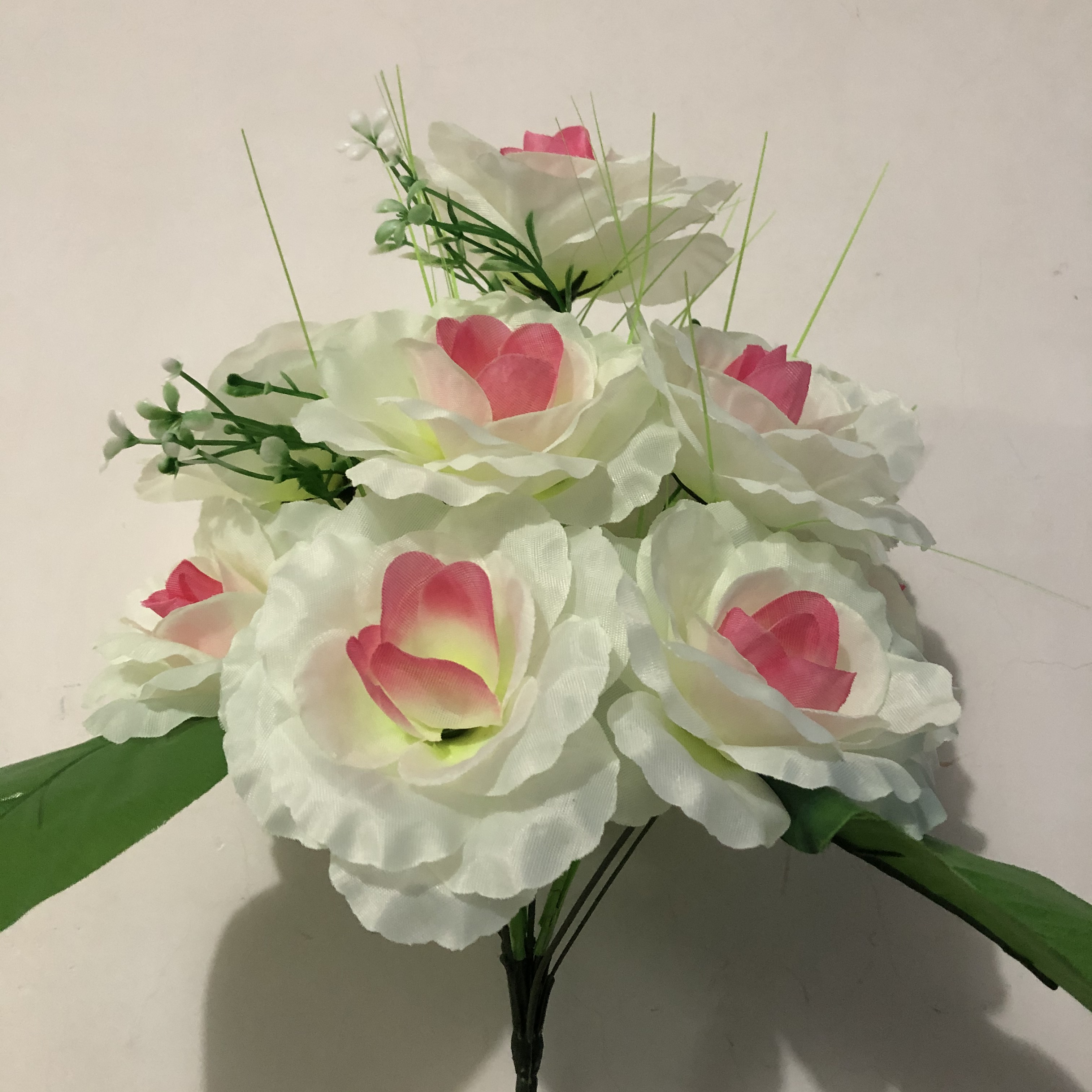 义乌厂家直销室内装饰仿真花束塑料假花布艺绢花12头黑玫瑰