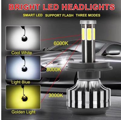Car led headlamp super bright 60W high beam 4800LM headlamp 6 side 360 degree H4H7