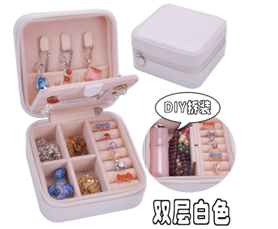 Waterproof Leather Candy Color Portable Small and Delicate Ear Stud Earring Ring Necklace Jewelry Storage Box