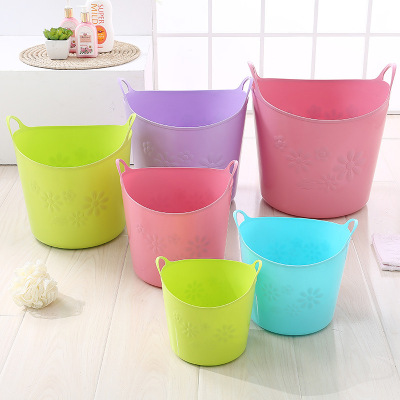 Portable soft basket household dirty laundry basket