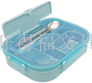 304 Stainless Steel Deepening Double-Grid Lunch Box with Tableware Transparent Lid