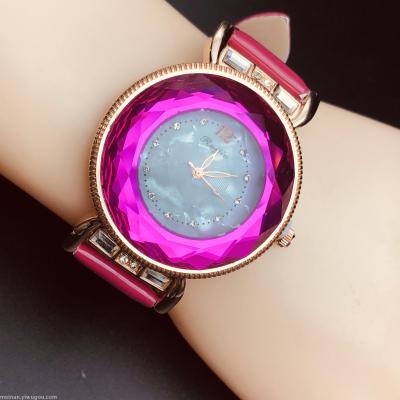 New style crystal face color matching personality lady belt watch