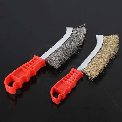 Knife type steel wire brush rust removal burr cleaning plastic handle brush mini brush with handle cleaning brush handle brush