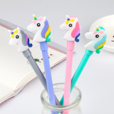 Japanese Korean Cartoon New Creative Unicorn Black Gel Pen Student Studying Stationery Wholesale Customizable Logo