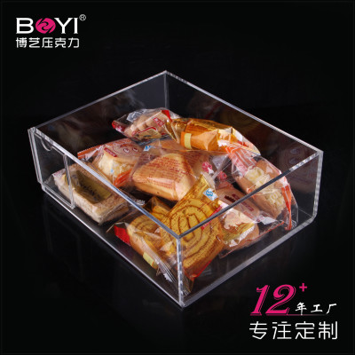 Organic glass products storage box supermarket food box acrylic transparent square candy display box customized