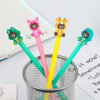 Japanese and Korean Simple New Creative Animal Coat Bear 0.5mm Black Gel Pen Student Studying Stationery Wholesale