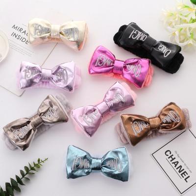 Cute Korean letter bow hair band girl makeup wash hair band rabbit ears hair band hair band