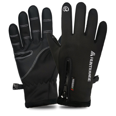 Is suing waterproof glove touch screen winter men and women windproof warm fleece reflective cycling zipper all - finger gloves skiing