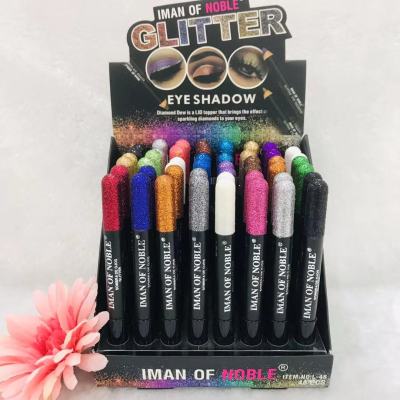 IMAN OF NOBLE's 18-color sequshine hadow pencil shows off long-lasting makeup in a box
