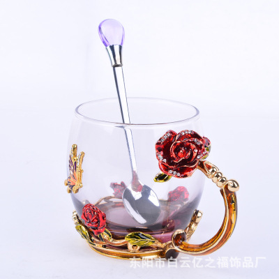 Creative Water Cup Flower-De-Luce Enamel Windshield Washer Fluid Cup Heat-Resistant Tea Cup Gift Cup Factory Direct Sales