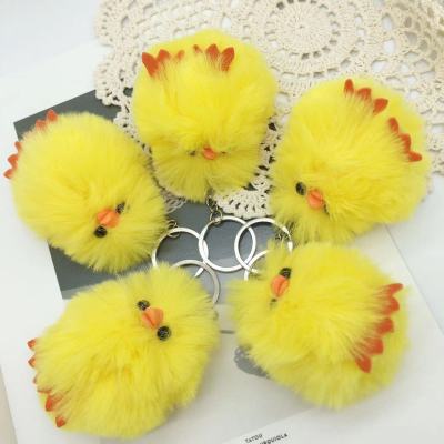 Manufacturer direct sale hot style yellow duck imitation feather ball pendant lady key bag pendant