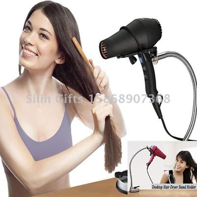 Slingifts Hands Free Hair Dryer Stand Holder, Stainless 360 Degrees Rotation Hairdryer Holder with Sucker Wall Mounted F