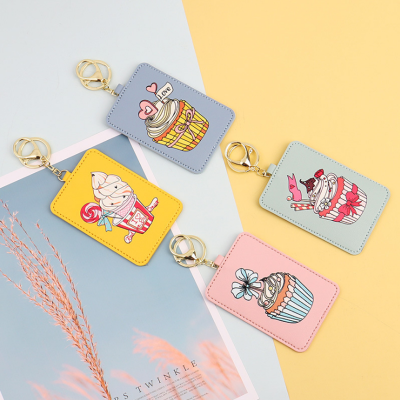Summer Korean girl style ice cream cake card bag pu bank card bag bus card bag key chain pendant