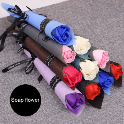 Factory Supply New Arrival Colorful Artificial Single Soap Rose Flower For Valentine's Day Birthday Gift