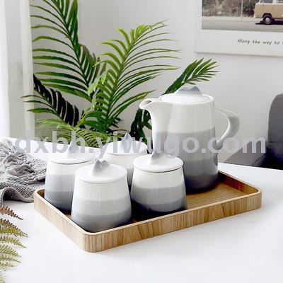 Ceramic creative ink-painted Japanese tea set simple high-temperature water cup set for household cold kettle