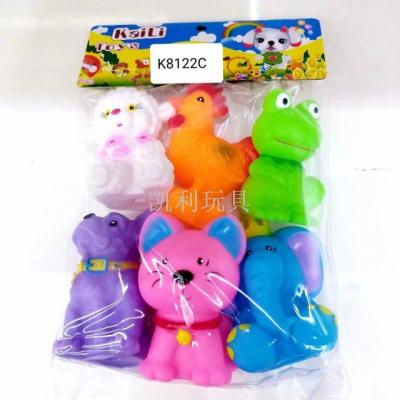 Lined with plastic PVC new six animal frog sheep elephant chicken dog pinching sand, baby bath toys