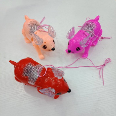 Electric light music animals can move mice with rope 16CM