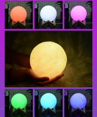 Gift 3D Printing Moon Light Colorful Night Light USB Rechargeable