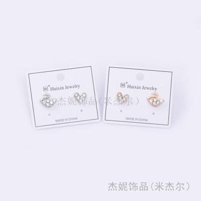 Korean temperament hipster love cygnet zircon earring earrings from stock supply