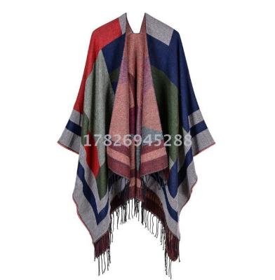 New jacquard geometric tassel matching color clash color split ladies shawl travel outside air conditioning cape cape