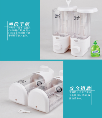 Hotel bathroom double head soap dispenser Hotel wall-mounted shampoo shower gel box hand dispenser two in one