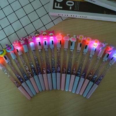 Luminous design dazzle color pop girl heart magic wand crystal pen small fresh sand gradient neutral pen