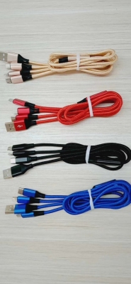 2.1a nylon one tow three charging wires and one tow three quick charging wires