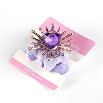 The Korean version of high elastic cloth art hair loop flannelette crystal ornaments rubber band does not hurt the hair of the large intestine ring velvet