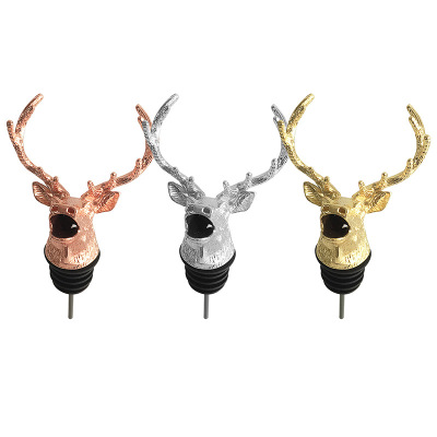 NOGE Deer Head Pour Spouts Wine Mouth Alloy Wine Container Red Wine Bottle Cork Wine Stopper