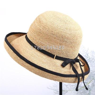 Straw hat lady adjustable Straw beach hat quick sale hot style