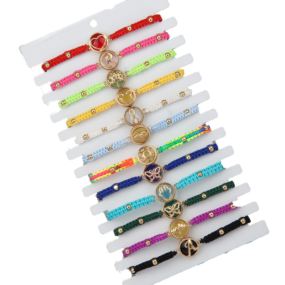 合金镂空爱心蝴蝶玻璃珠蜡线串珠纯手工编织调节手链厂家定制批发