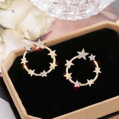 S925 silver fashion web celebrity earrings female 2019 new five-pointed star earrings personality Korean exquisite summer earrings