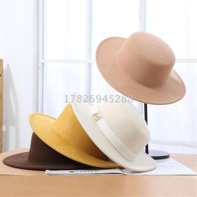 Direct supply wool gift hat lady adjustable retro plain wool top hat