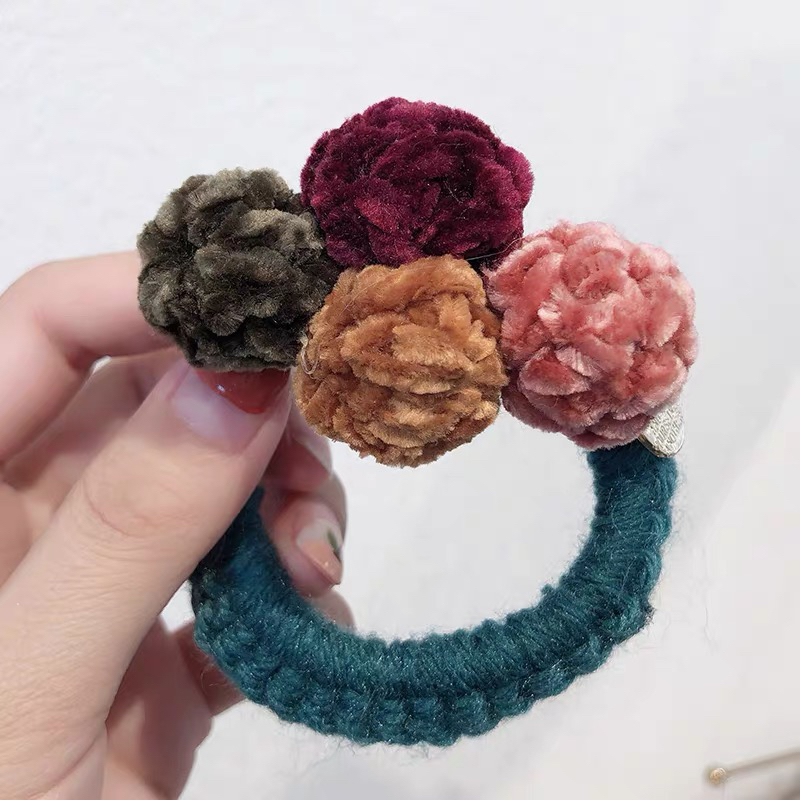 秋硕简约毛线头绳女皮套气质秋冬皮筋女扎头发圈