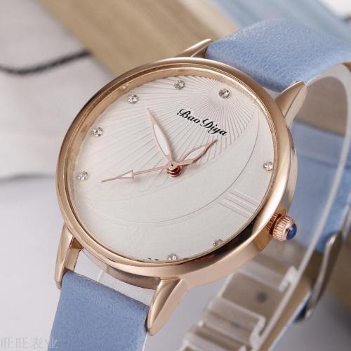 New Foreign Trade Hot Sale Wrist Watch Korean Style Simple Ultra-Thin Belt Watch Women‘s Sun Moon Quartz Watch