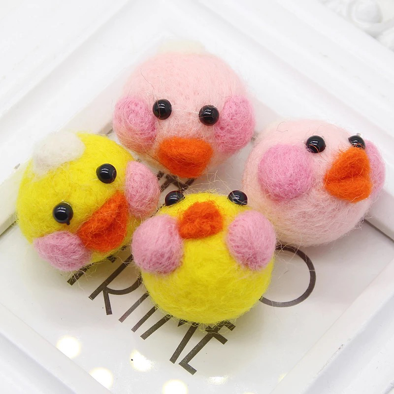 秋硕原创羊毛毡网红鸭卡通动物diy发饰头饰材料 手工腮红鸭