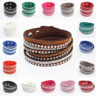 Korean velvet bracelet Korean velvet hands around two rings of artificial leather magnetic bracelet pearl diamond magnetic bracelet