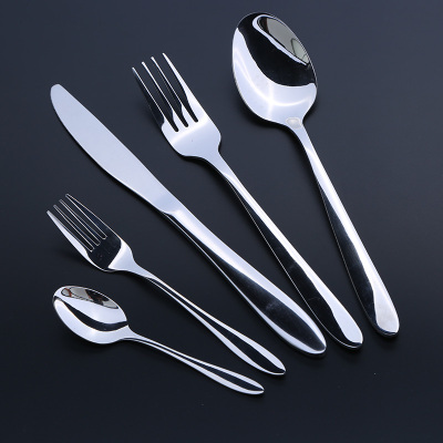 European-Style Silver Mirror Steak Knife and Fork Household Western Tableware 304 Stainless Steel Mesh Red Spoon Main Meal Spoon Coffee Spoon