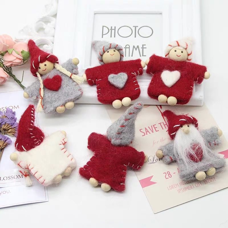 秋硕原创儿童diy饰品配件卡通羊毛毡圣诞老人 发绳发夹手工