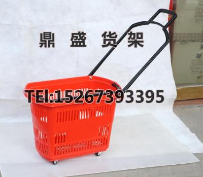 Supermarket plastic shopping basket wheels with four tires 