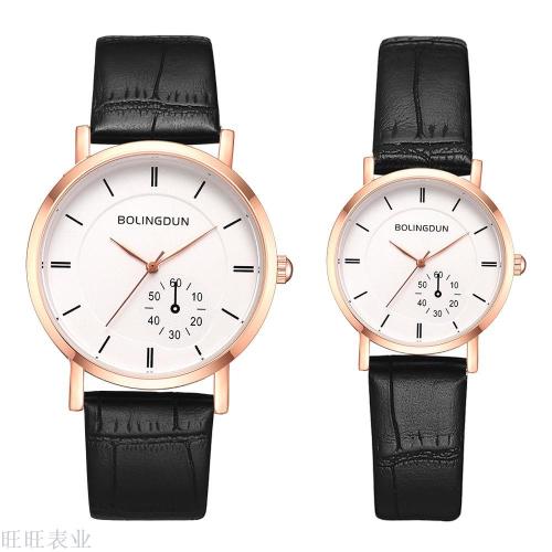 Ebay Hot Selling Fashion Couple Watch Single Eye Four Pin Business Pu Belt Quartz Watch Cross-Border Hot Selling Wholesale